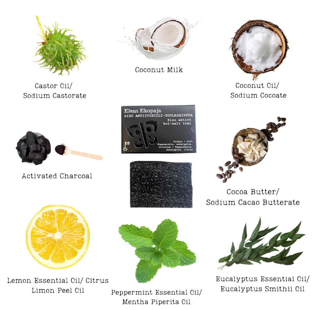 Sisu-aktiivihiili-suolasaippua 16,90€