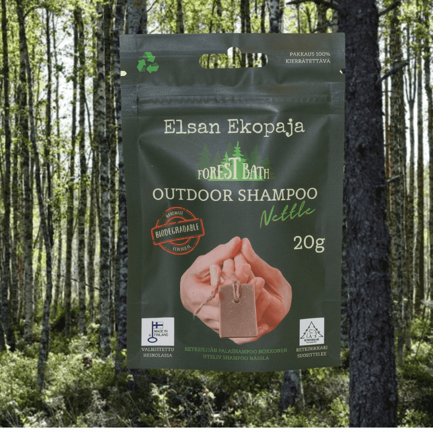 Forest Bath - Nettle shampoo on a roap. Nokkonen narupalashampoo (vegaaninen)