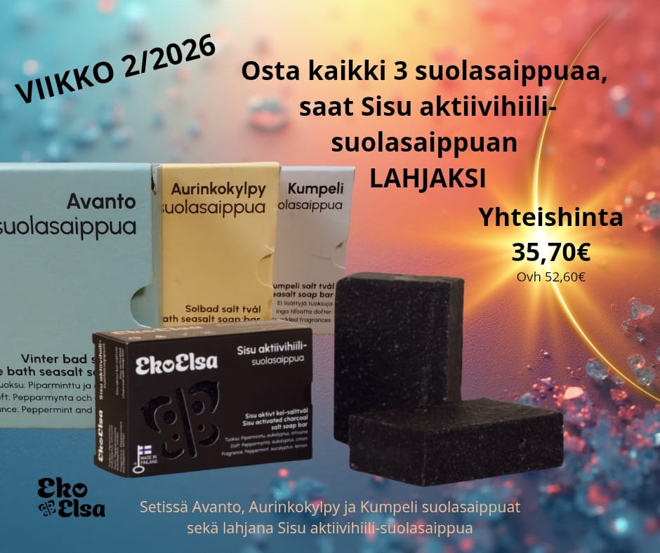 Viikko 2- Kaikki suolasaippuat yhteishintaan 35,71€ (norm. 52,60)