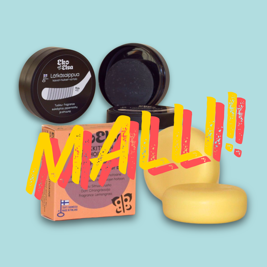 Lätkäsaippua ja hoitoaine malli