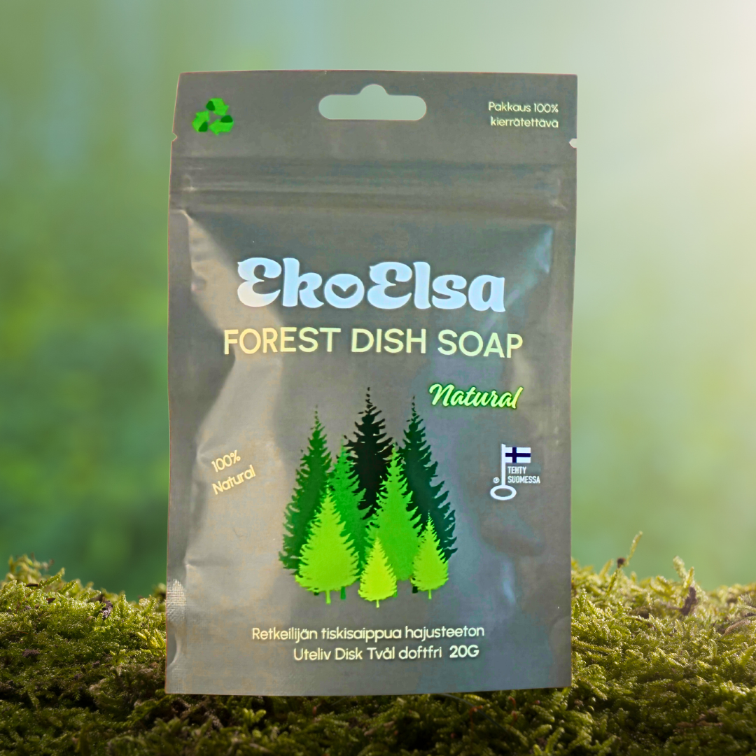 Skogsbad - utomhusdiskmedel. Hiker's Cleaning string tvål (vegansk)