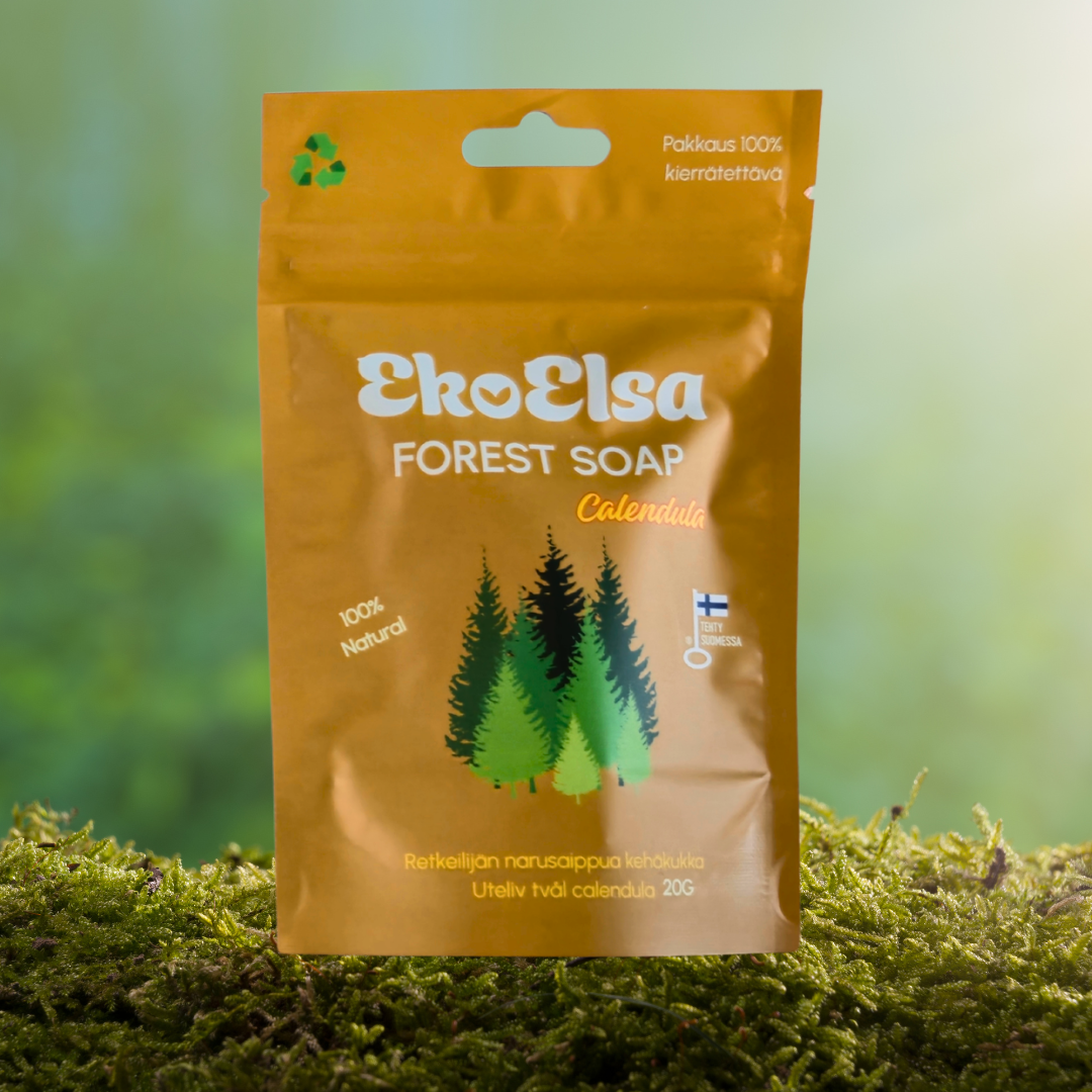 Skogsbad- Utomhussåpa- ringblomma. Calendula string tvål 20g (vegansk)